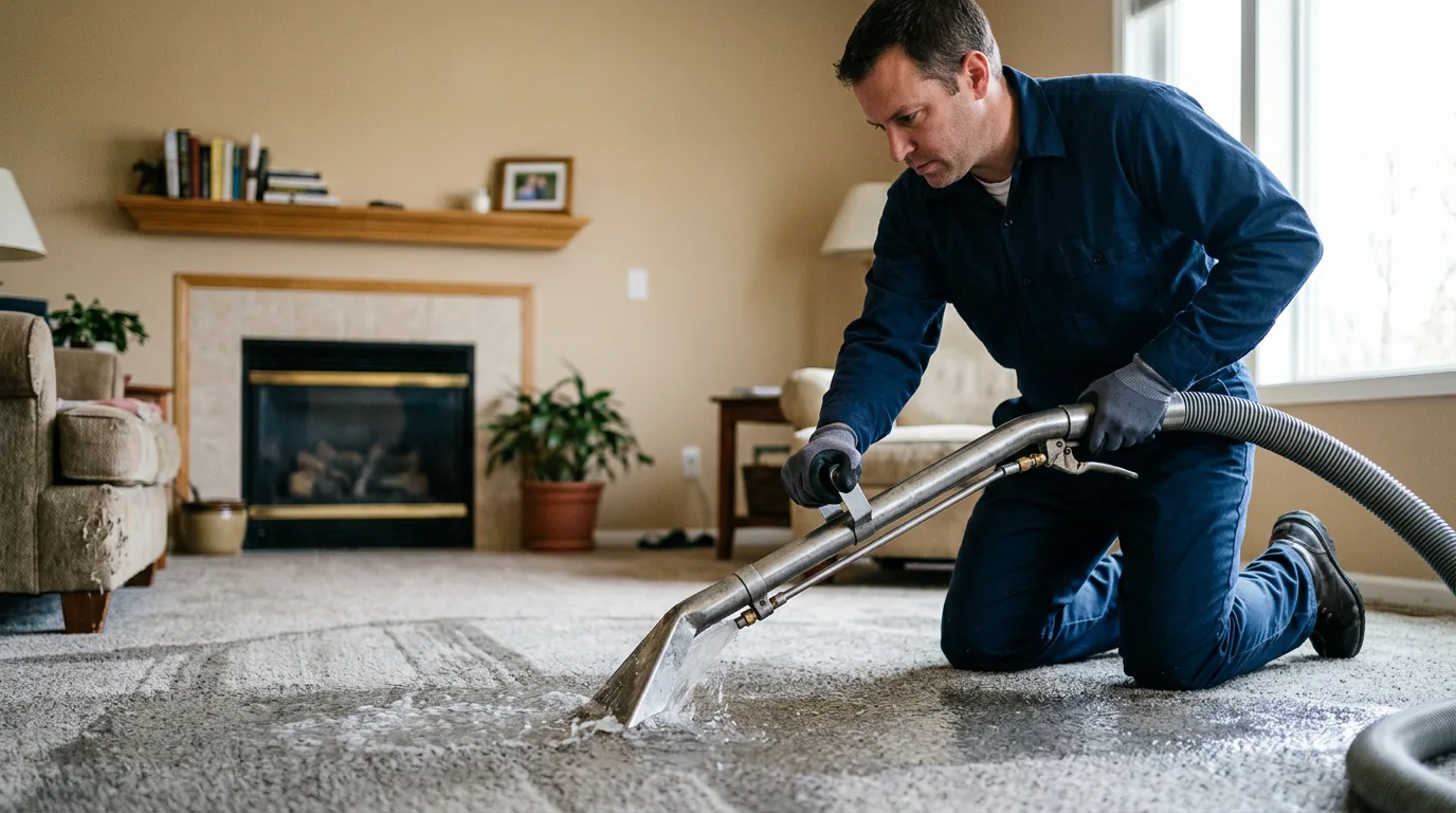 Water damage restoration technician working near Wendell, NC
